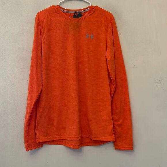 Under Armour orange fitted long sleeve shirt Size L NWT - Picture 1 of 8